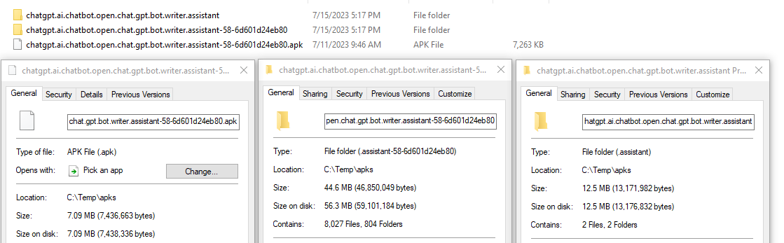 A 7 MB APK explodes into 8,027 files and 44.6 MB on disk
